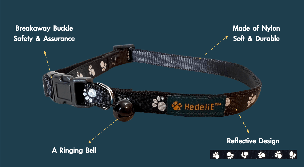 Reflective Breakaway Cat Collar with Bell HedeliE Reflective Breakaway Cat Collar with Bell HedeliE