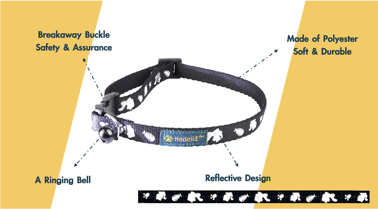 Reflective Breawaway Cat Collar with Bell HedeliE Reflective Breawaway Cat Collar with Bell HedeliE