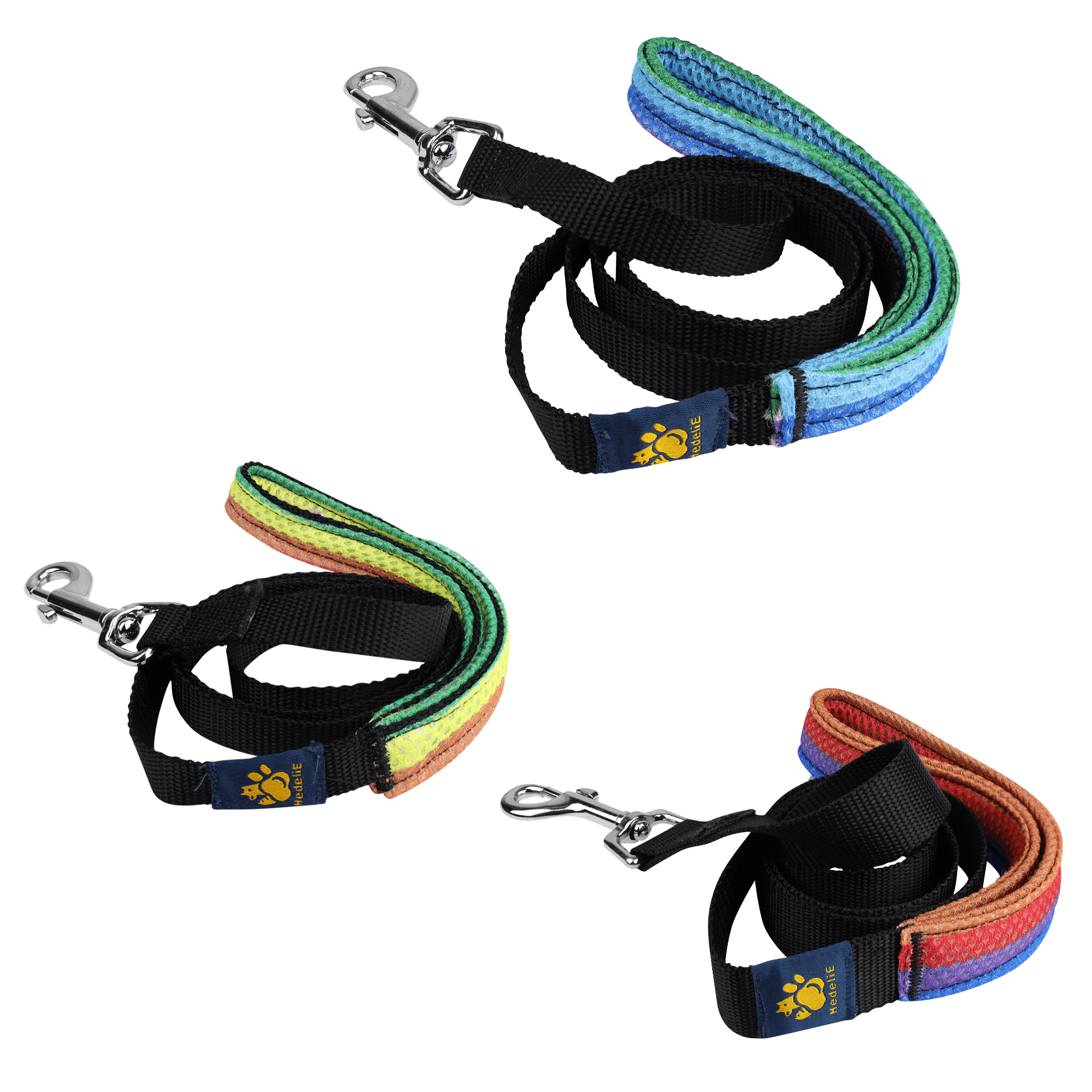 Trio Nylon Dog Leash with Mesh Padded Handle HedeliE Trio Nylon Dog Leash with Mesh Padded Handle HedeliE