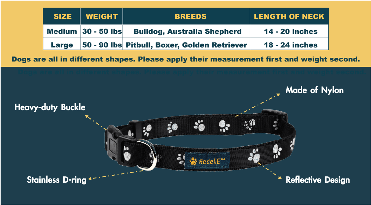 Reflective Nylon Dog Collar HedeliE Reflective Nylon Dog Collar HedeliE