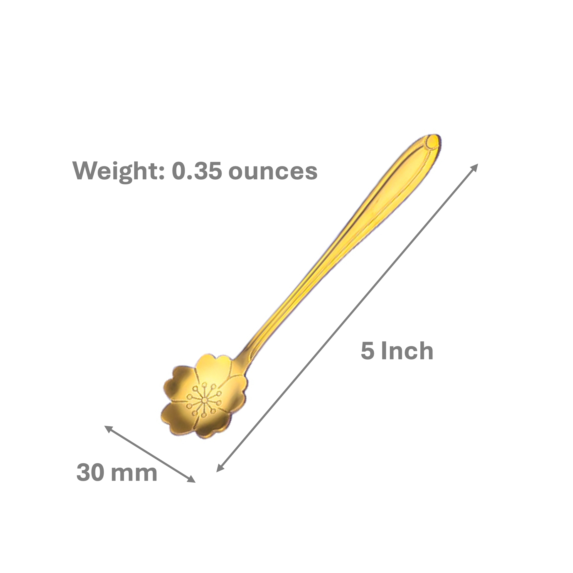 Sakura Flower Tea Spoons 5 Inches- Gold (2 Pack) (Copy) HedeliE