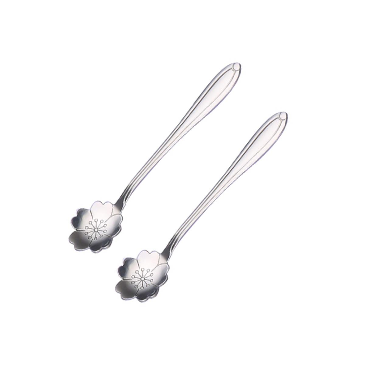 Sakura Flower Tea Spoons 5 Inches- Silver (2 Pack) HedeliE