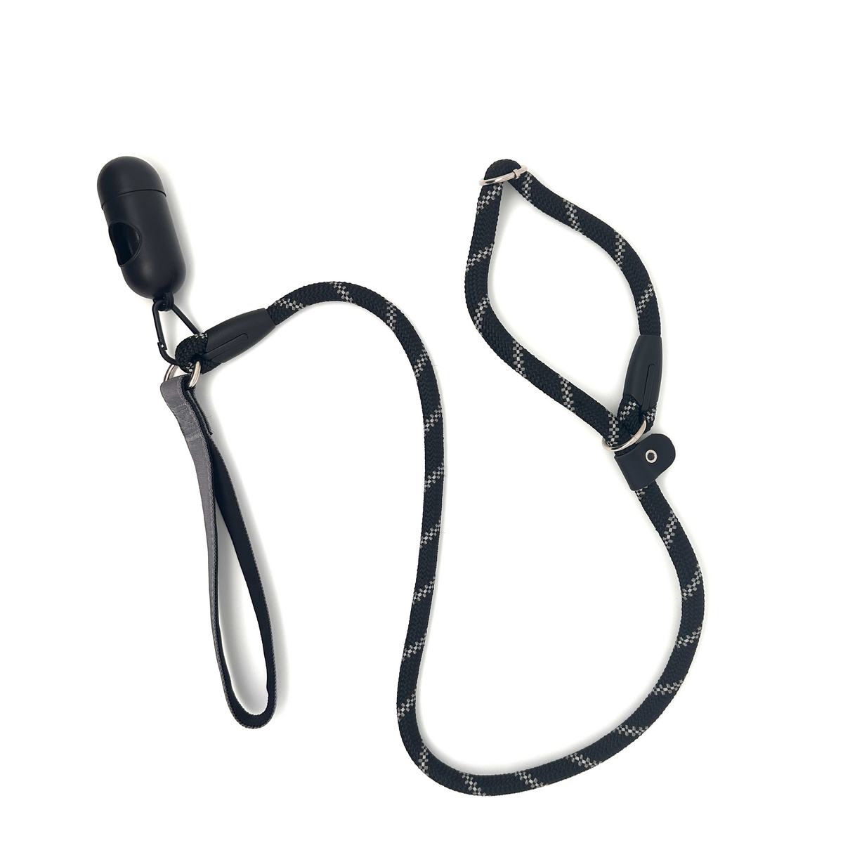 Reflective Rope Slip Leash with Poop Bag Holder & Neoprene Padded Handle