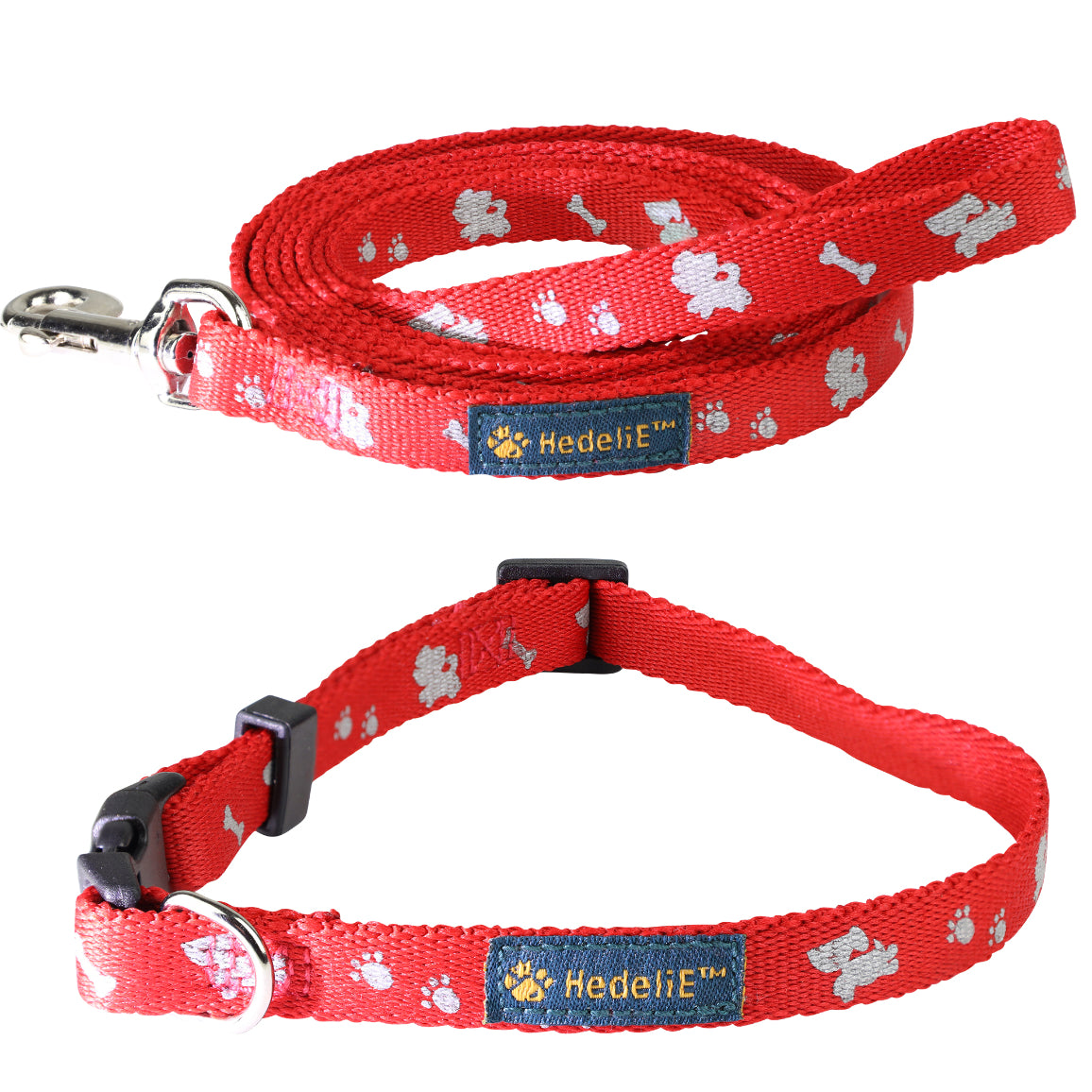 Training Reflective Paw and Bone Cat Collar and Leash Set HedeliE